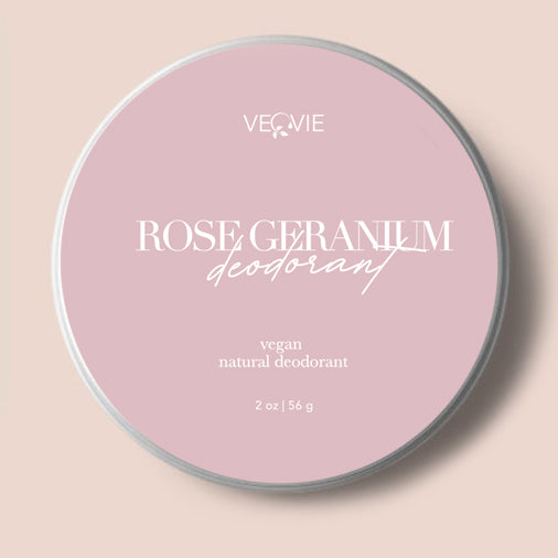 rose geranium essential oil, lavender essential oil, natural deodorant, organic deodorant, veovie, skin care, personal care