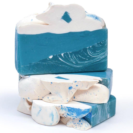 white blue ocean waves with clouds soap bars