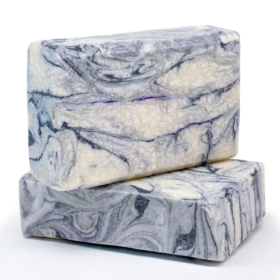Load image into Gallery viewer, marble soap bars with purple lines
