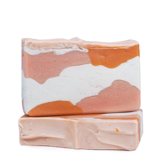 orange pink and white soap bars